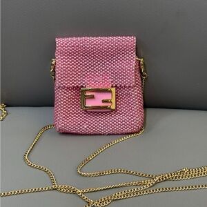 🚩steal authentic Fendi Pink Mini Bag with Gold Chain